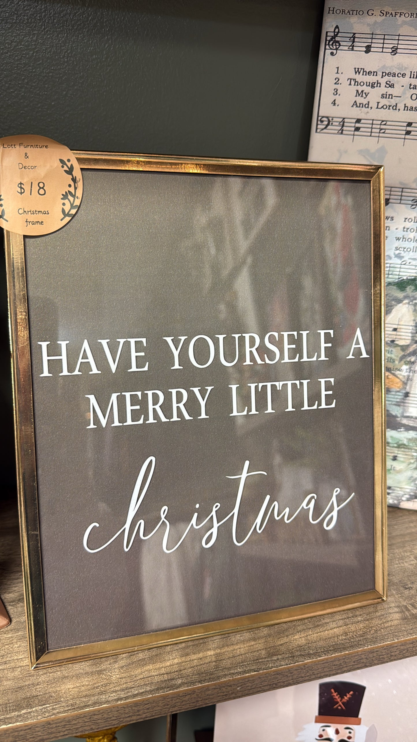 Glass gold merry little Christmas frame