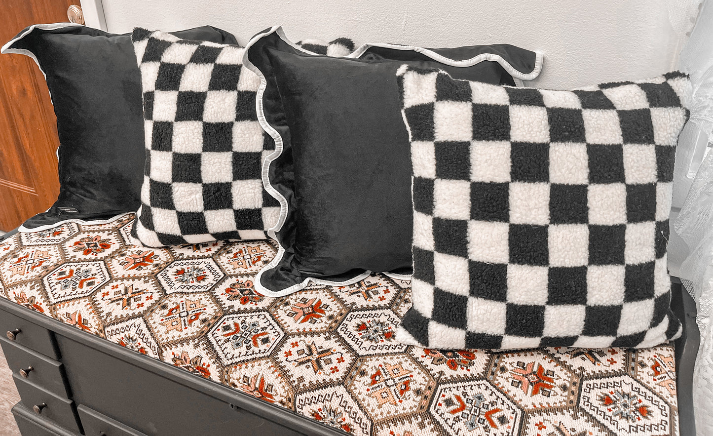 Checkered throw pillow