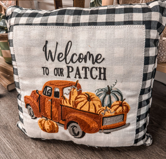 Welcome to our Patch checkered throw pillow