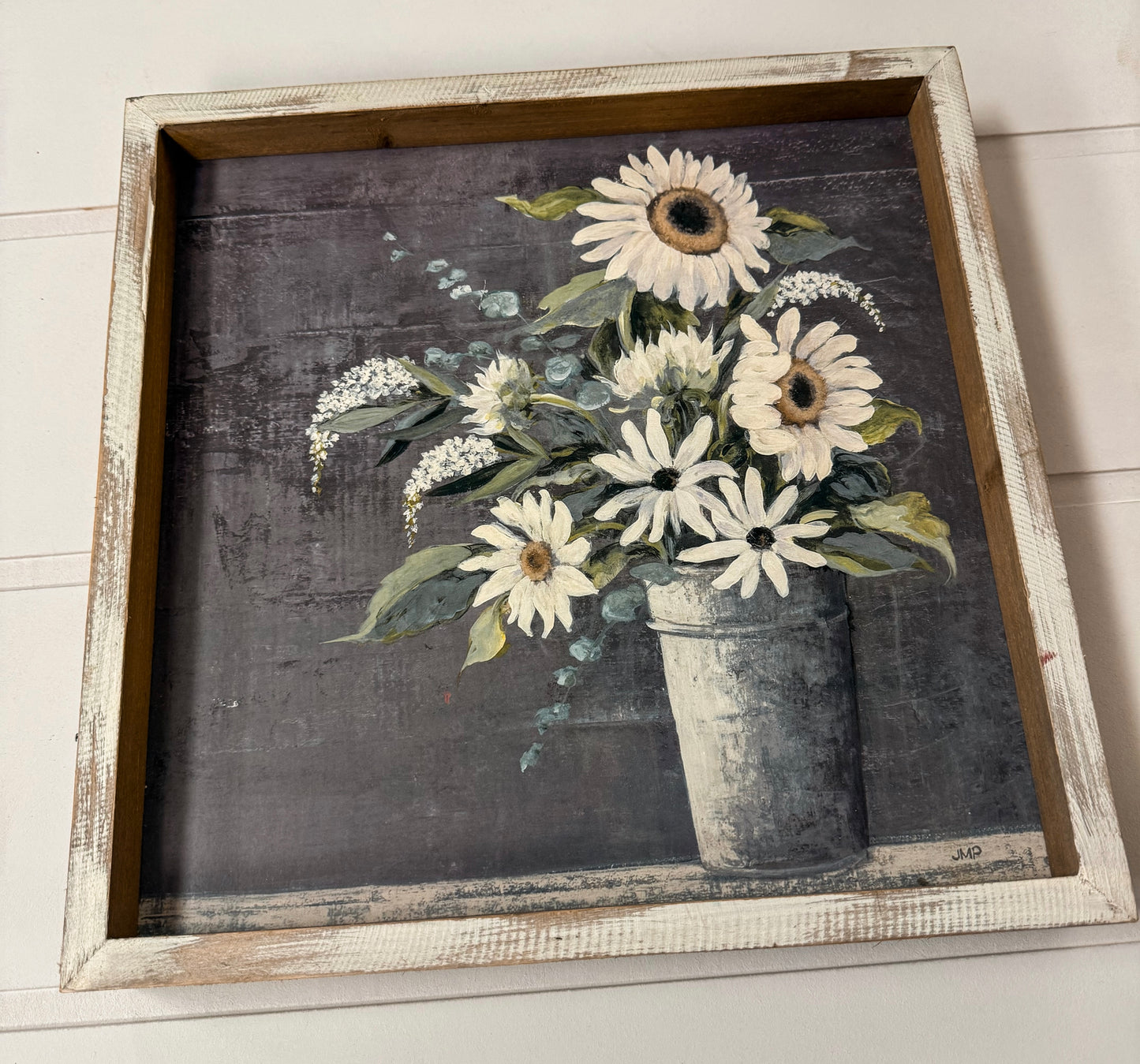 Sunflower wooden frame photo