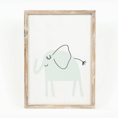 Elephant wood framed sign