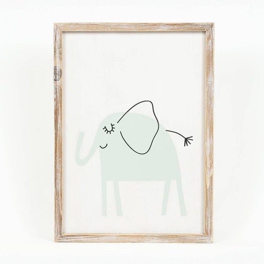 Elephant wood framed sign