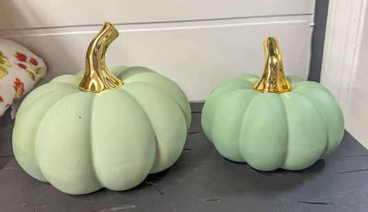 Blue and gold ceramic pumpkins