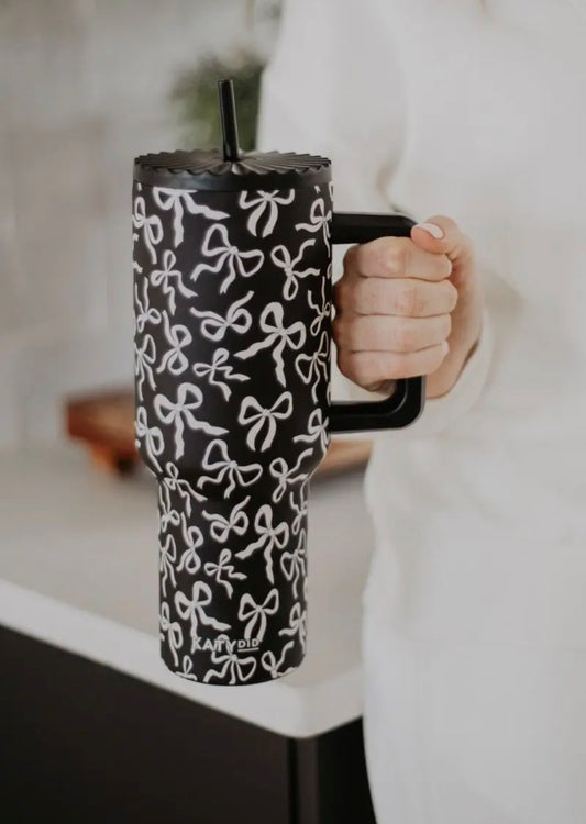 KATYDID Black and White Bow Tumbler