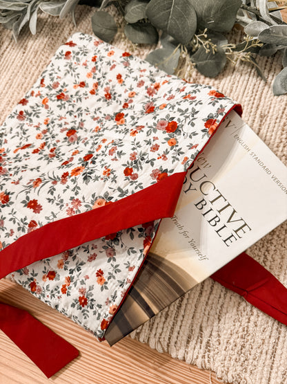 Red floral Bible cover