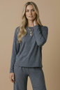 Round Neck Striped Oversized French Terry Top