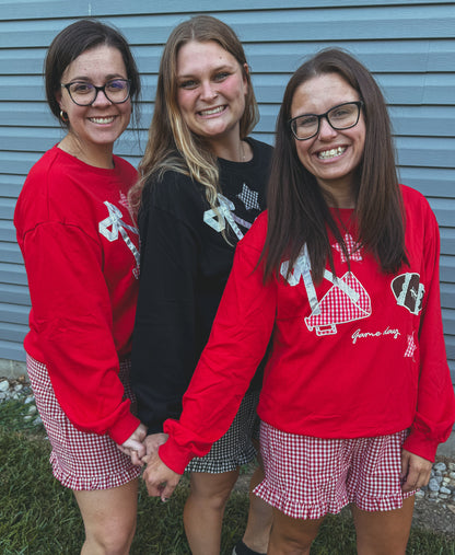 Gingham shorts black or red❤️🖤🏈✨📣