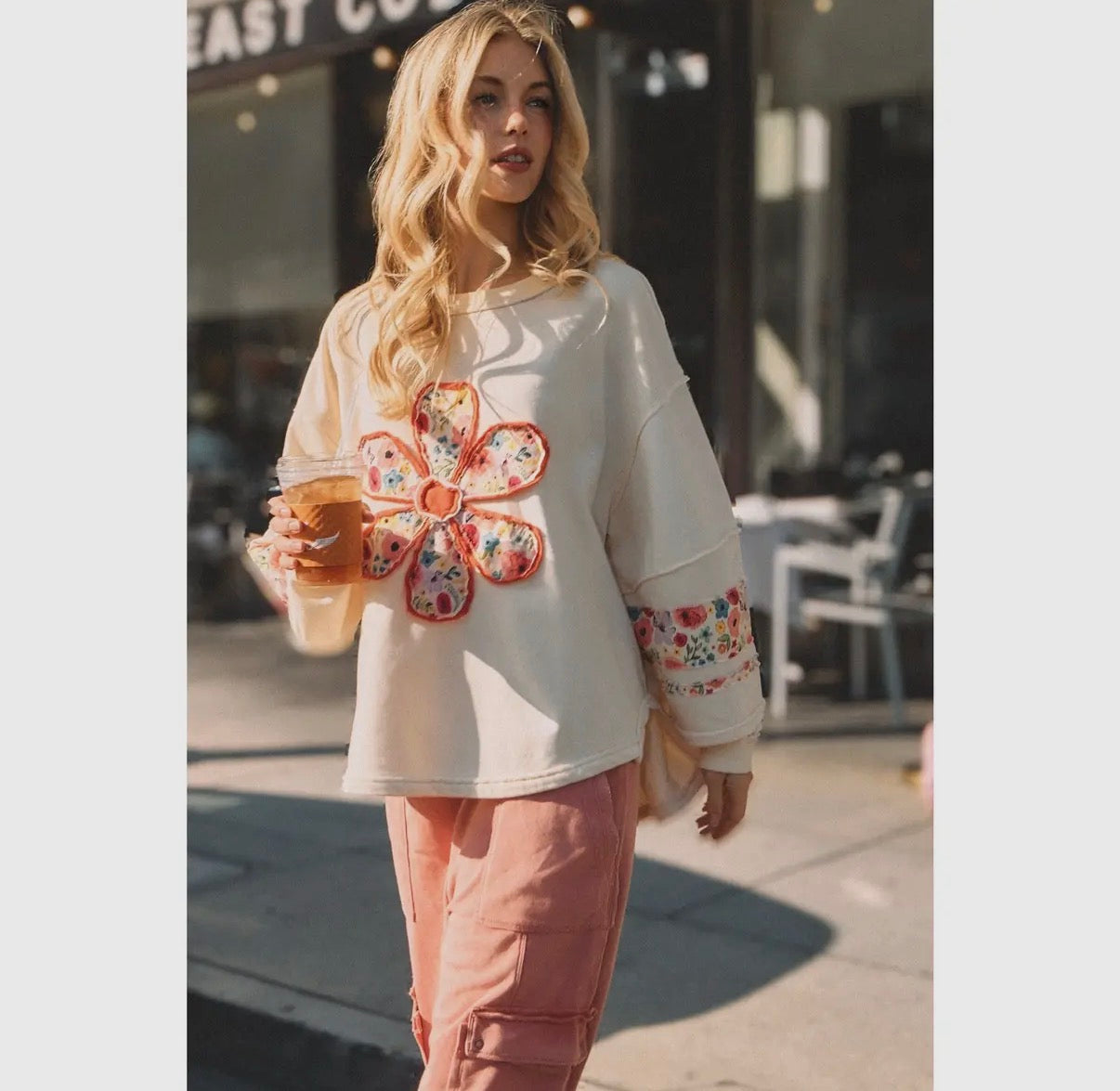Cream Daisy Patch Sweatshirt