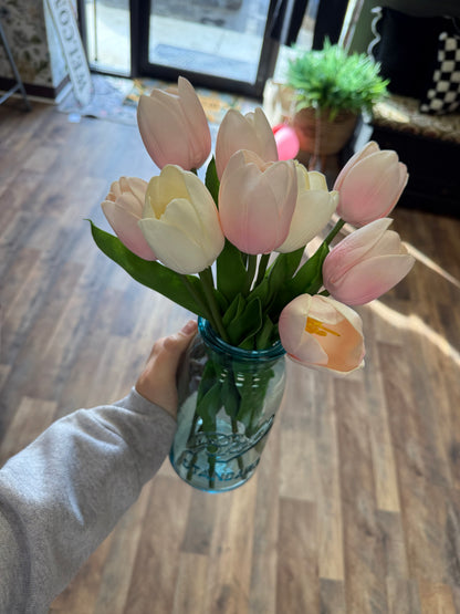 White and blush tulips