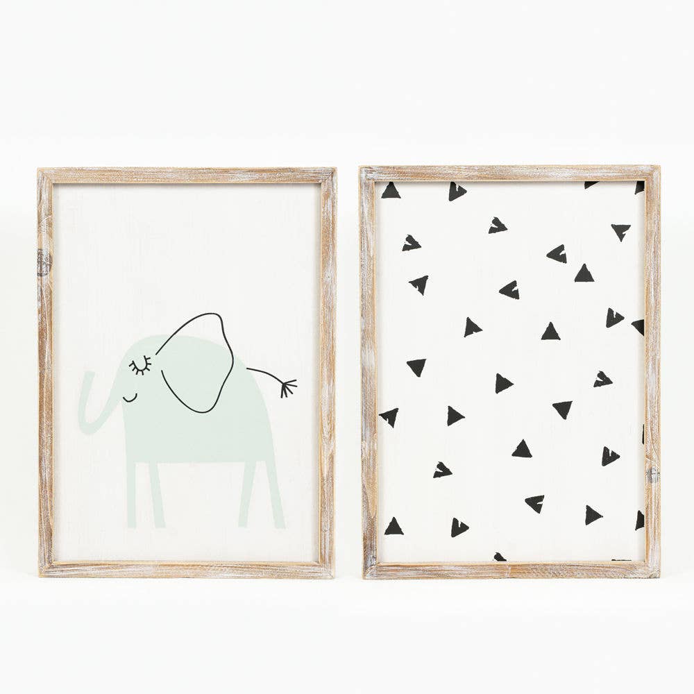 Elephant wood framed sign