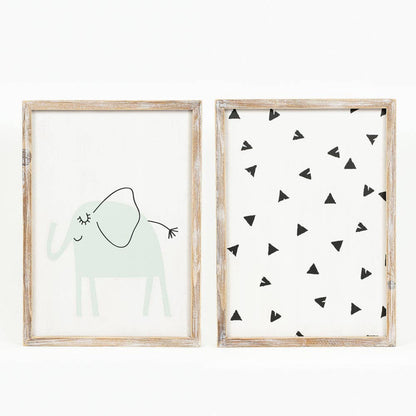 Elephant wood framed sign