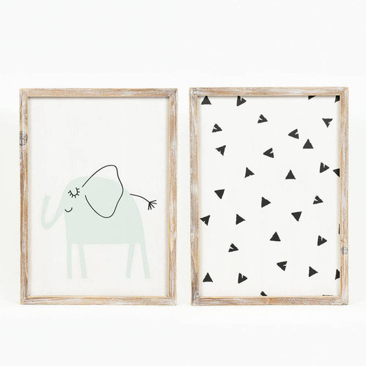 Elephant wood framed sign