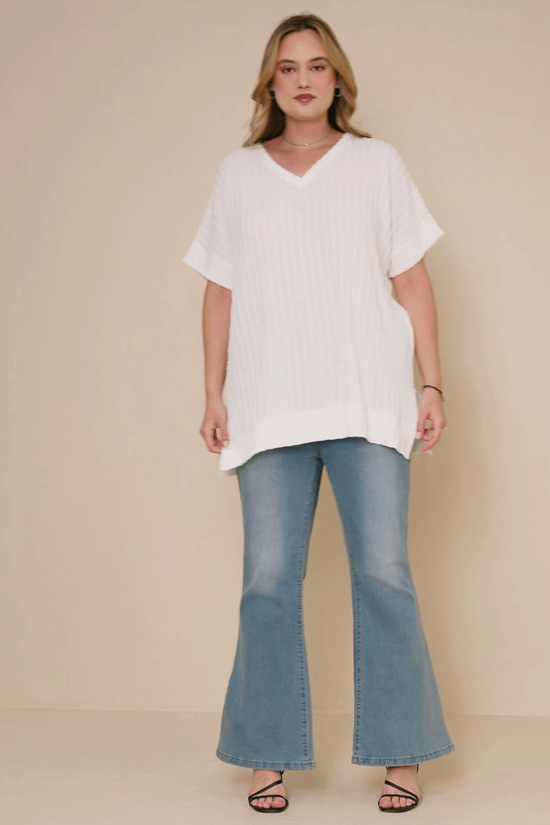 Knit Banded Dolman Vneck