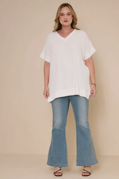 Knit Banded Dolman Vneck