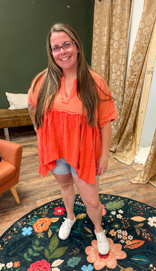 Orange oversized cotton top