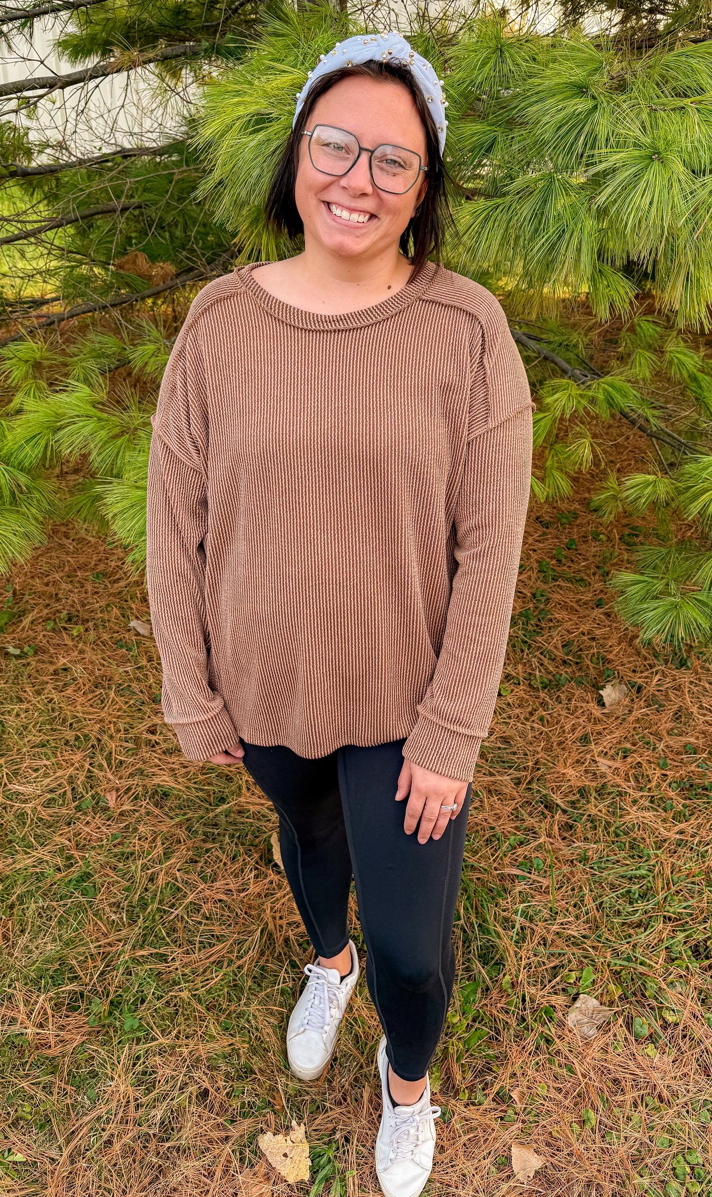 Mocha ribbed long sleeve