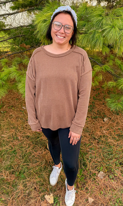 Mocha ribbed long sleeve