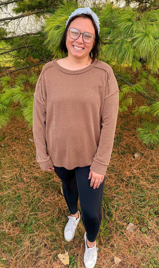 Mocha ribbed long sleeve