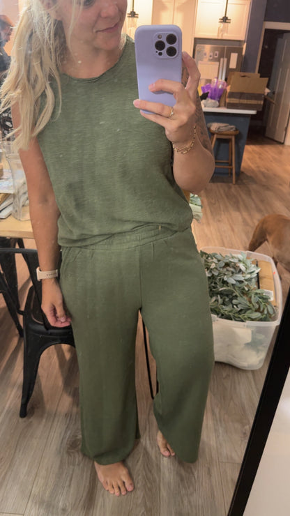 Cotton Slub Tank & Pants 2PC Set - Zenana✨ 3 colors 🤎💚🖤