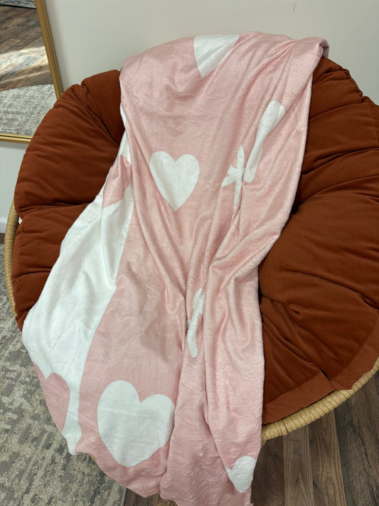 Baby pink bow blanket