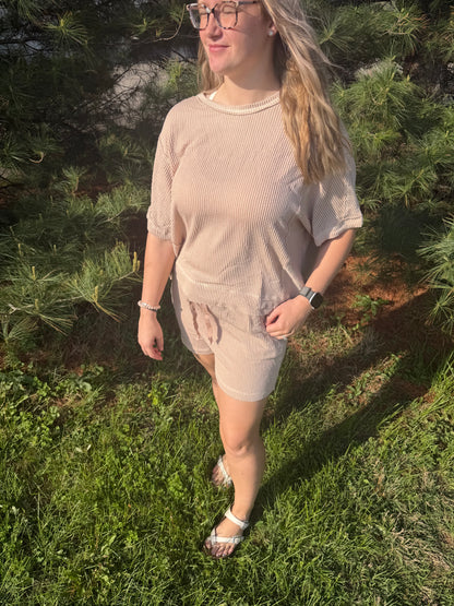 Ribbed short sets-2 colors