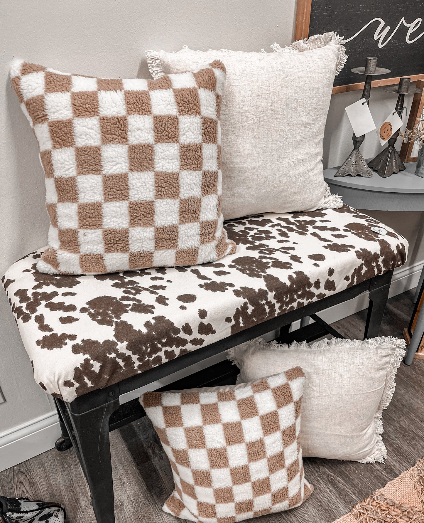 Checkered throw pillow