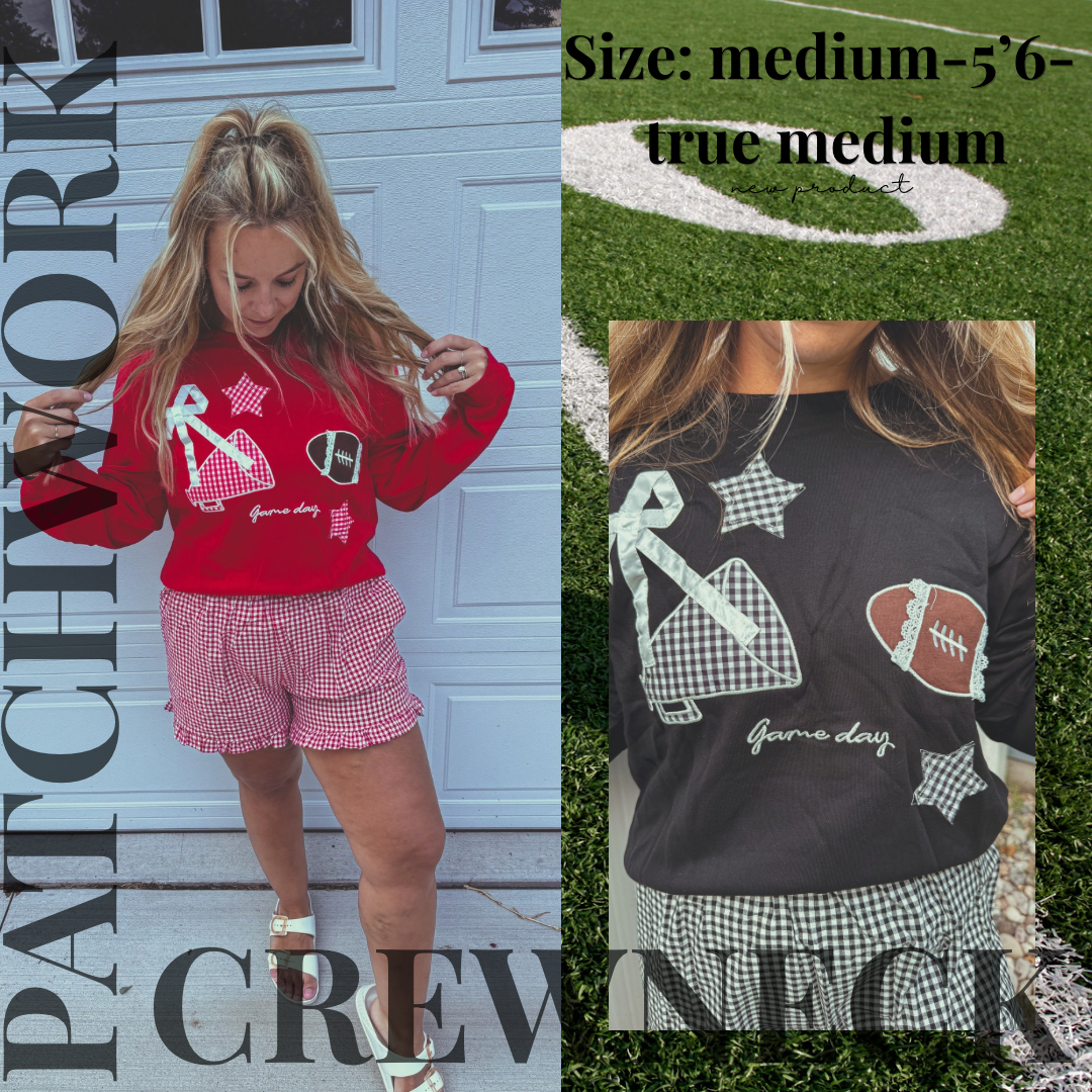 Patchwork gameday black or red crewneck 🏈✨