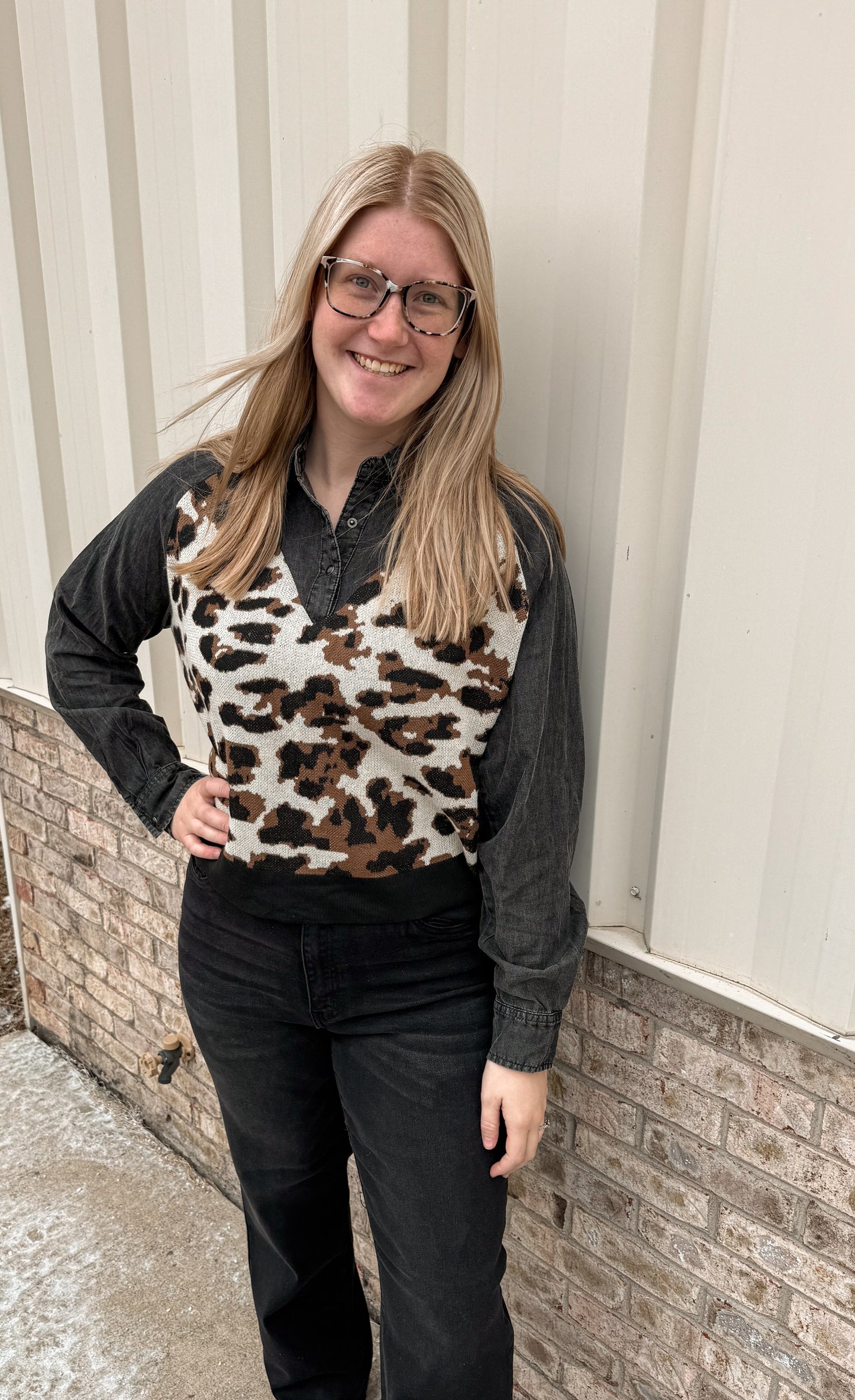Cheetah vested shirt