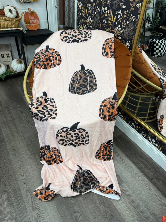 Cheetah pumpkin throw blanket