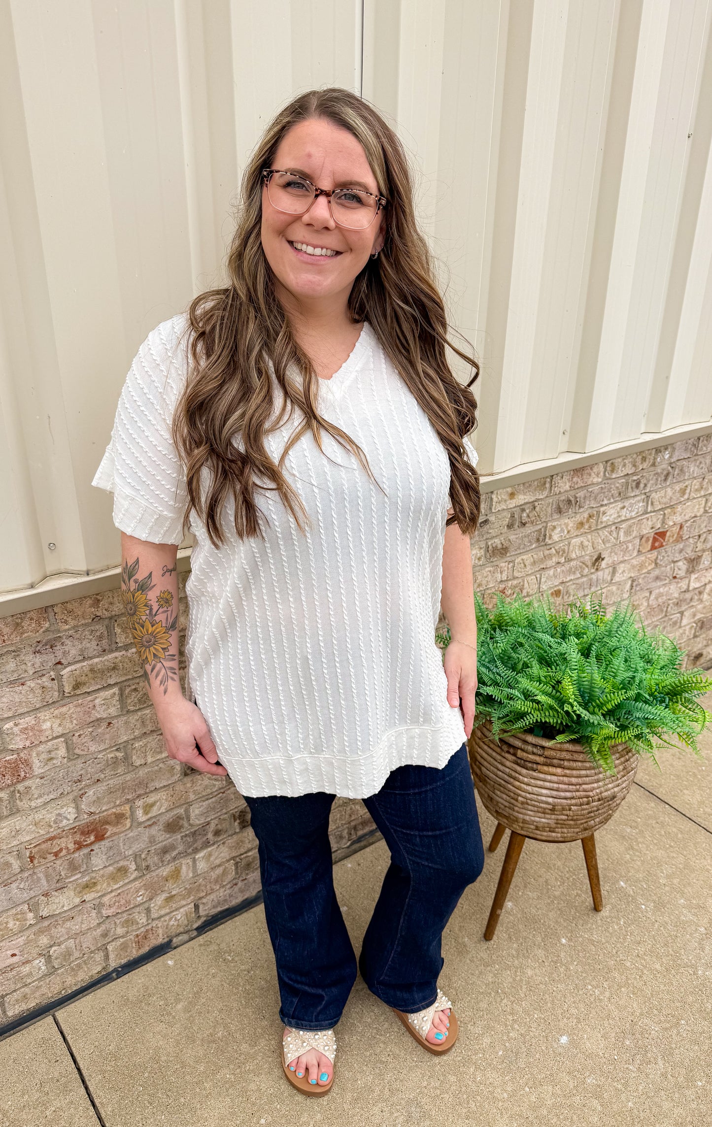 Knit Banded Dolman Vneck