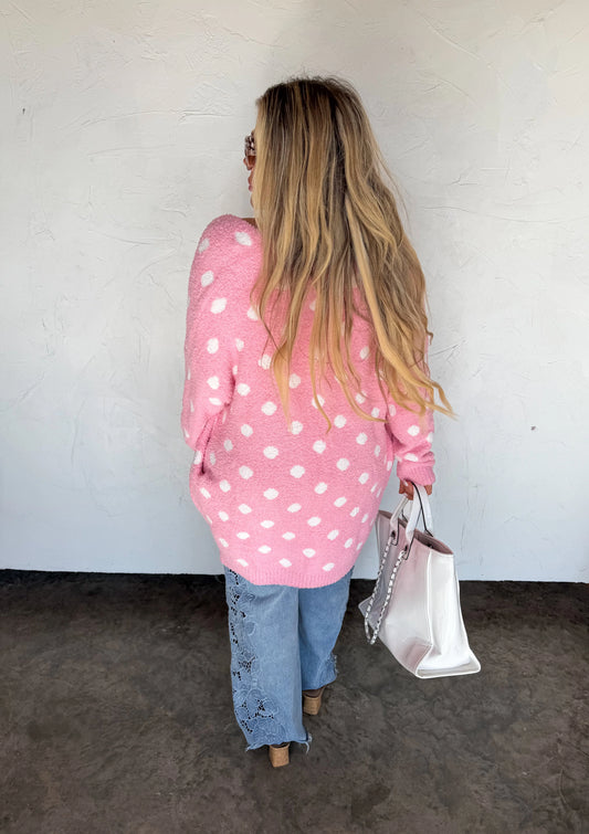 Spring Cloud Cardigan pink polka