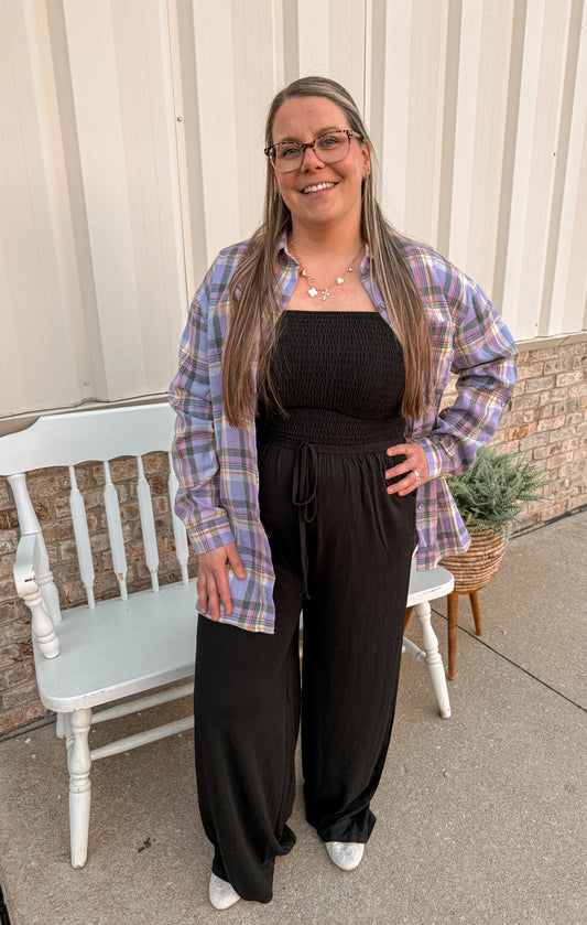 Smocked Black Tube Top Jumpsuit