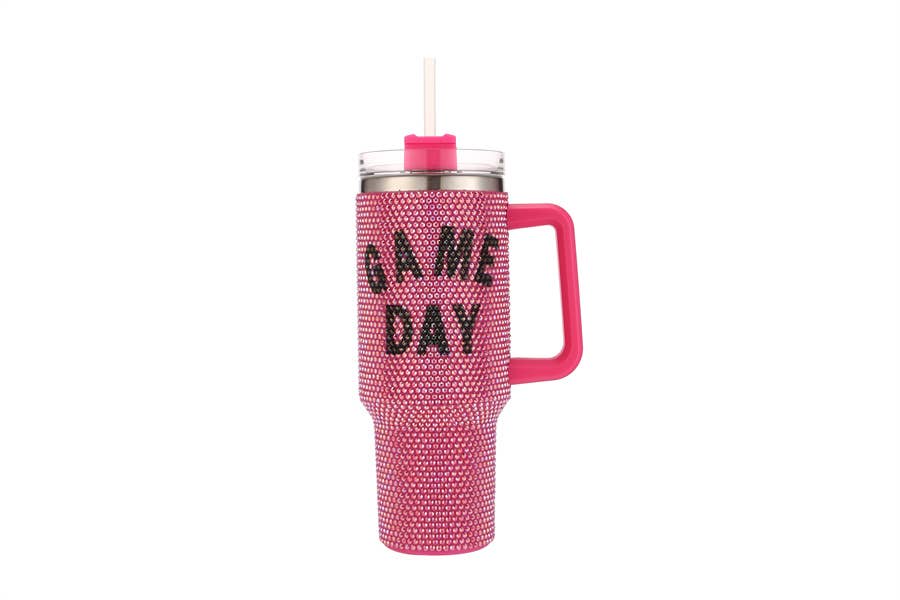 Fully Covered Rhinestone Game Day Theme 40 oz Tumbler Cup- available in 2 colors