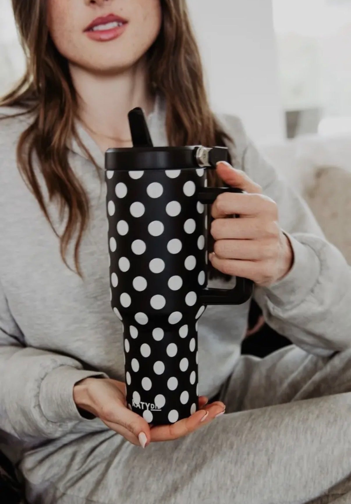 KATYDID Black and White Polka Dot Tumbler