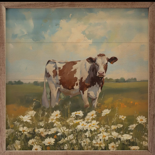 Red and Brown Holstein with Flowers