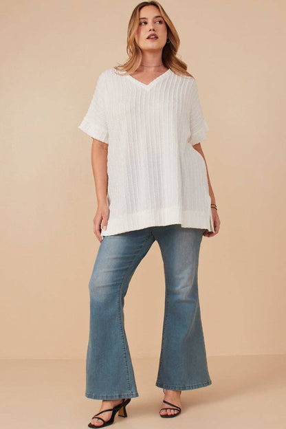 Knit Banded Dolman Vneck