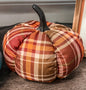 Plaid Orange and Red Plush Pumpkin