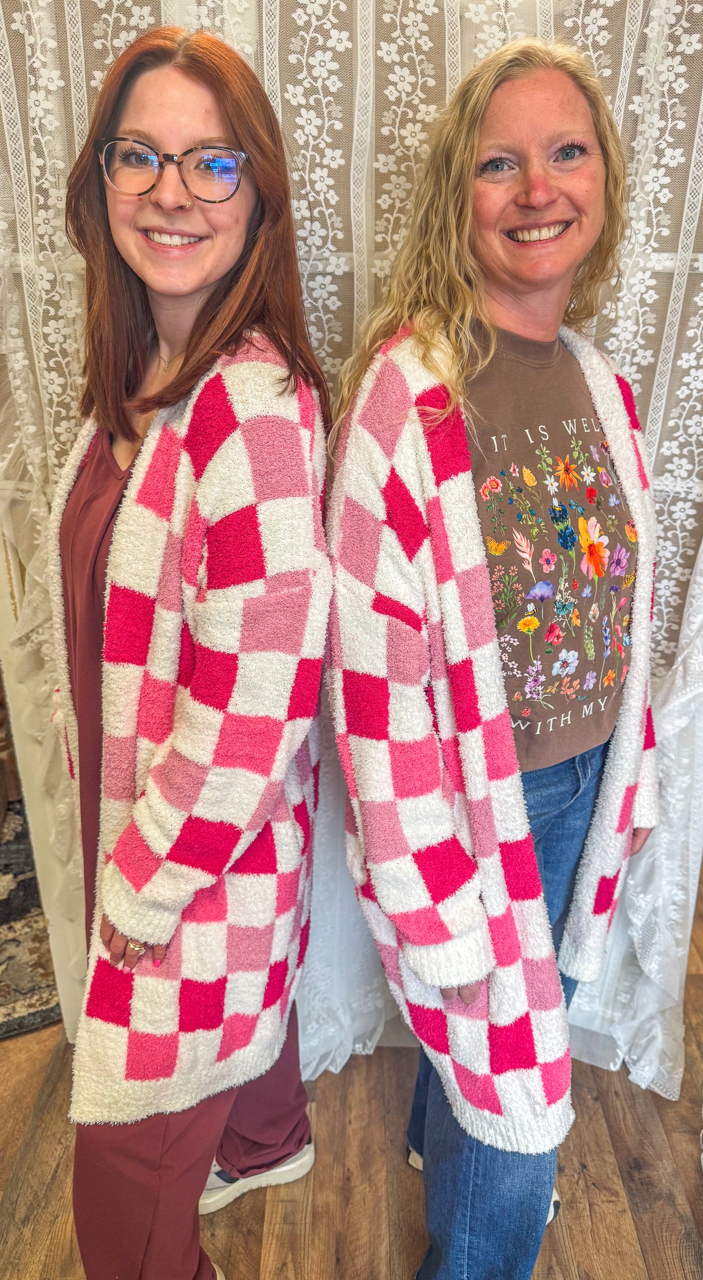 Checkered blakeley cardigan