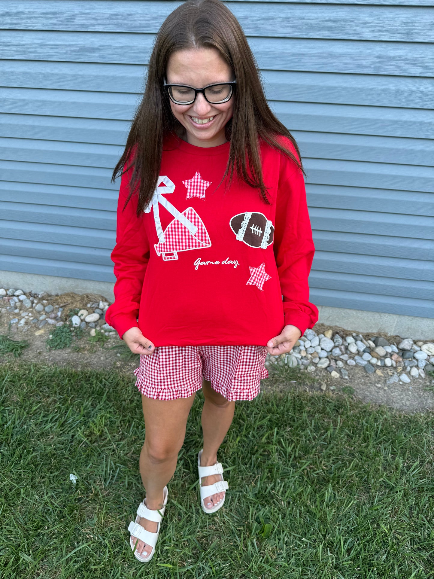 Patchwork gameday black or red crewneck 🏈✨