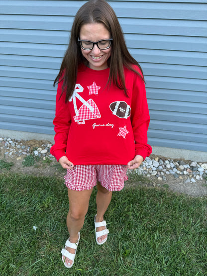 Patchwork gameday black or red crewneck 🏈✨