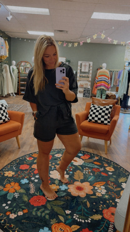 Ribbed short sets-2 colors