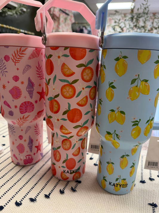 Katydid tumblers -3 prints 36oz no spill lid with handle