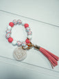 Pink Wooden Bead Keychain