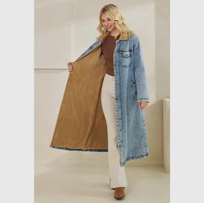 Denim fleece lined coat