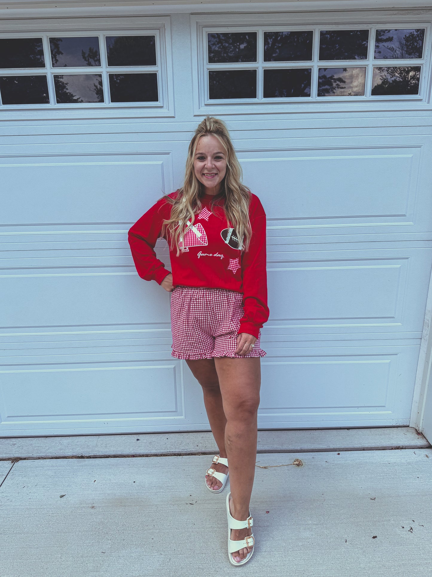 Gingham shorts black or red❤️🖤🏈✨📣