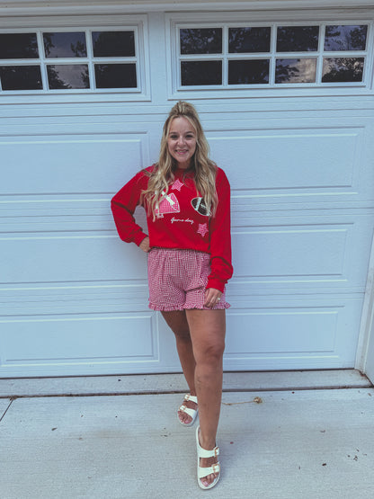 Gingham shorts black or red❤️🖤🏈✨📣