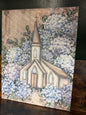 Church blue floral canvas