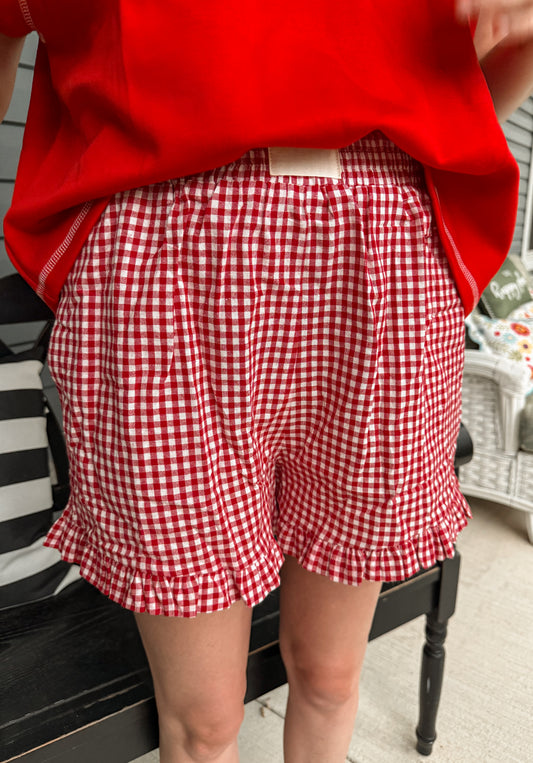 Gingham shorts black or red❤️🖤🏈✨📣