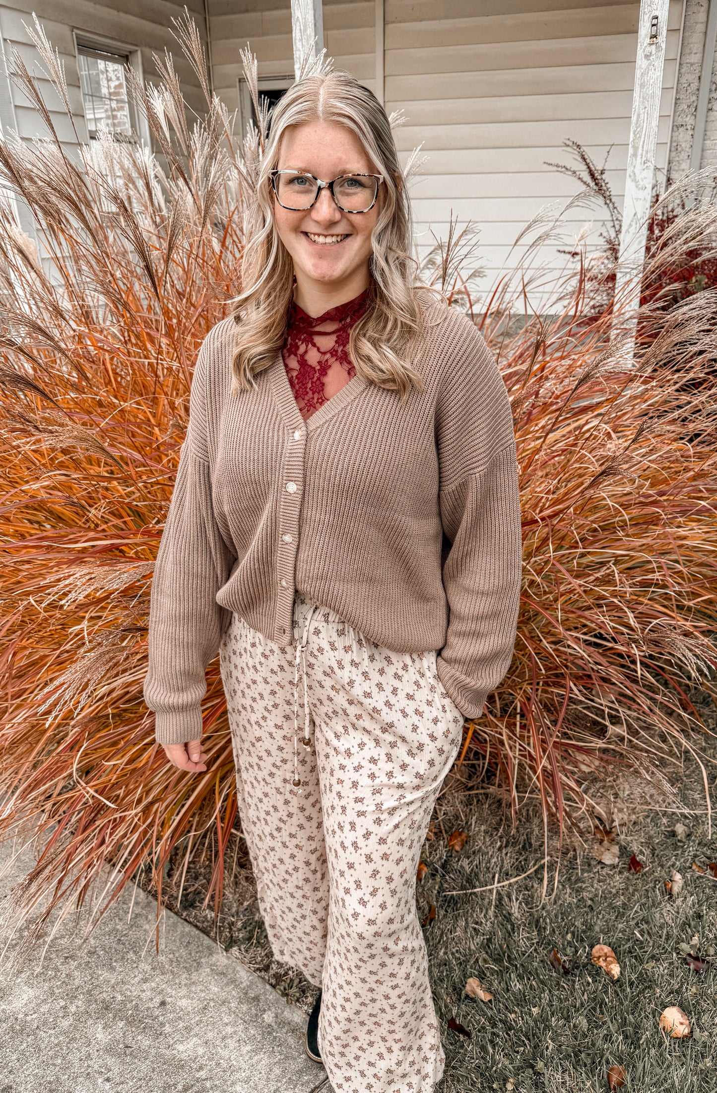 Emberlyn Wide Leg Cinched Pants - Taupe