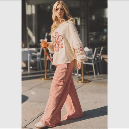 Cream Daisy Patch Sweatshirt